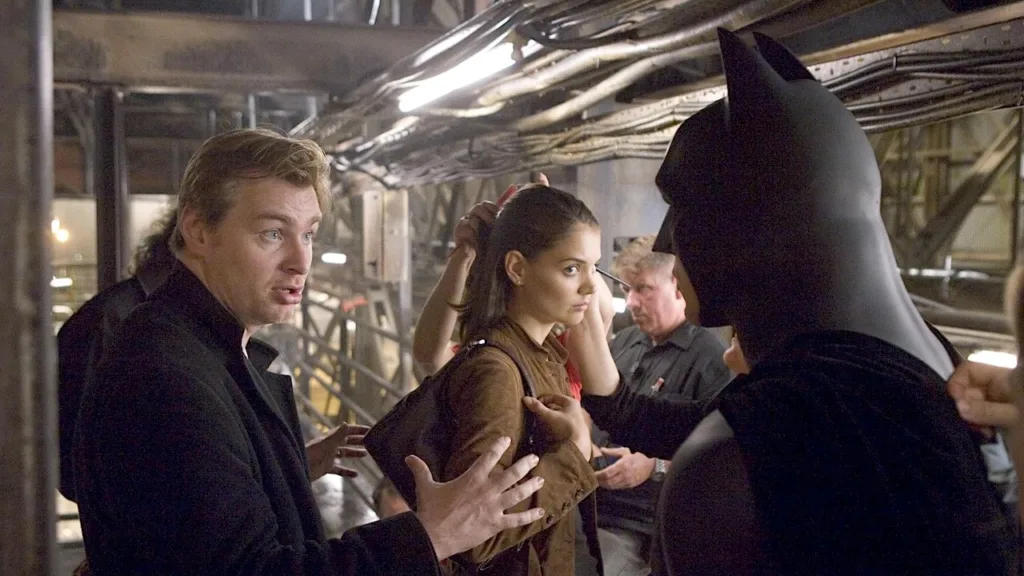 Christopher Nolan sul set di Batman Begins