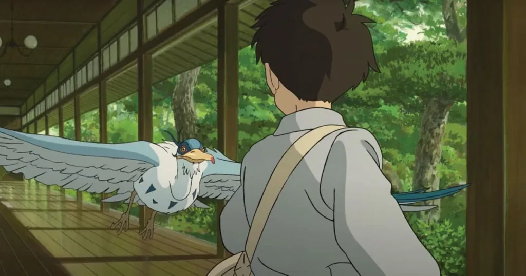 Una scena de Il ragazzo e l'airone di Hayao Miyazaki