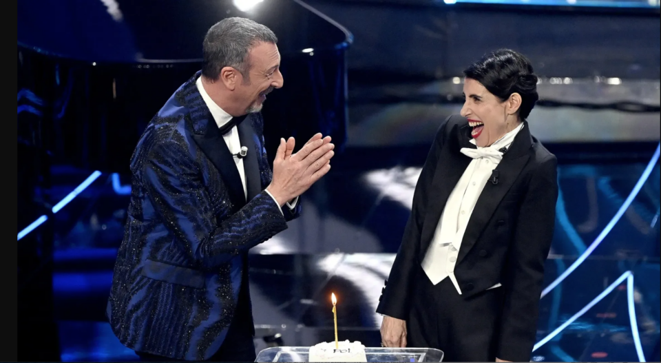 Amadeus e Giorgia nella seconda serata del Festival di Sanremo 2024