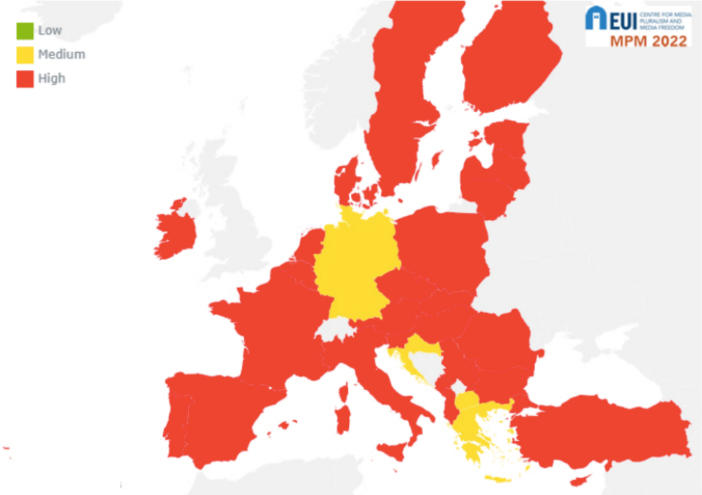 La concentrazione dei media nell'Unione Europea (© Media Pluralism Monitor)