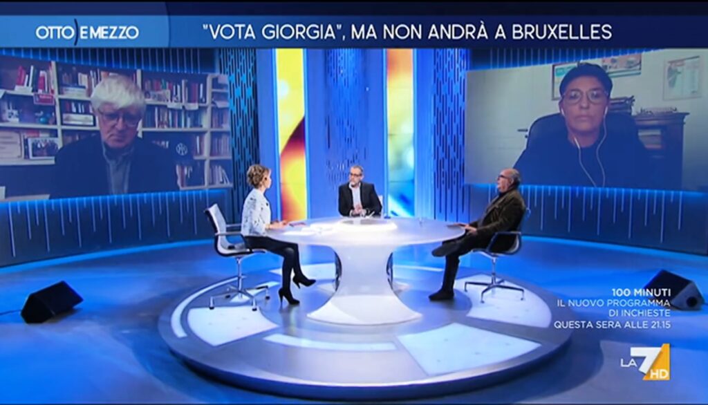 Gli ospiti di Lilli Gruber sono stati Camilla Conti, Beppe Severgnini, Corrado Formigli e Pino Corrias