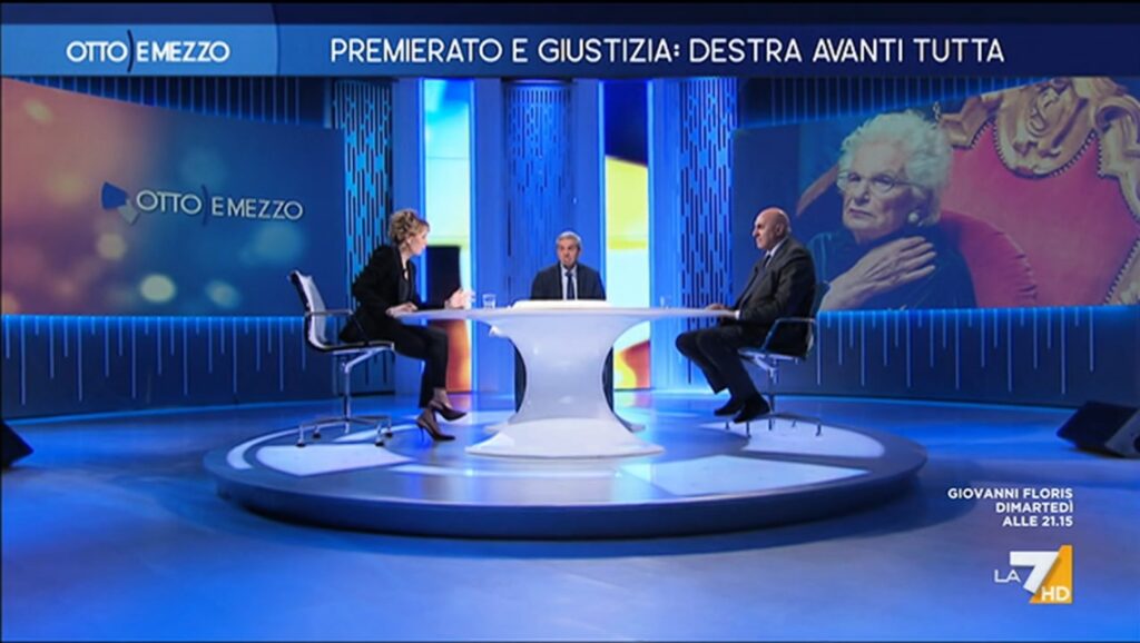 Il Ministro della Difesa Guido Crosetto da Lilli Gruber con Antonio Padellaro, a Otto e mezzo su La7